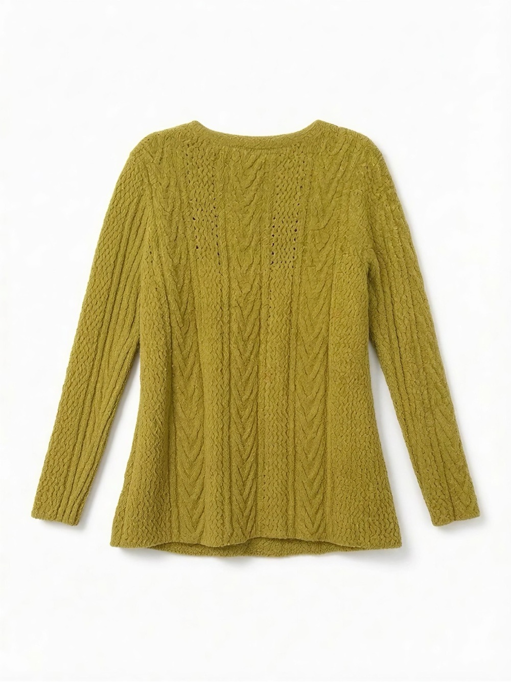 J. Jill Olive Green Cable-Knit Crew Sweater
